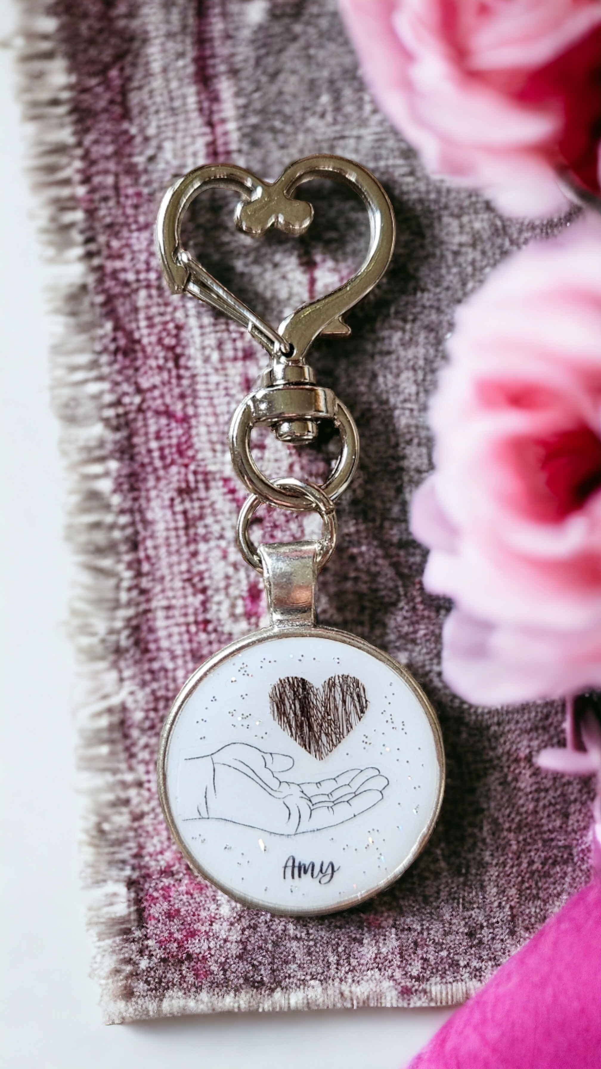 Pendant "Heart in hand", dog, cat, rabbit ...