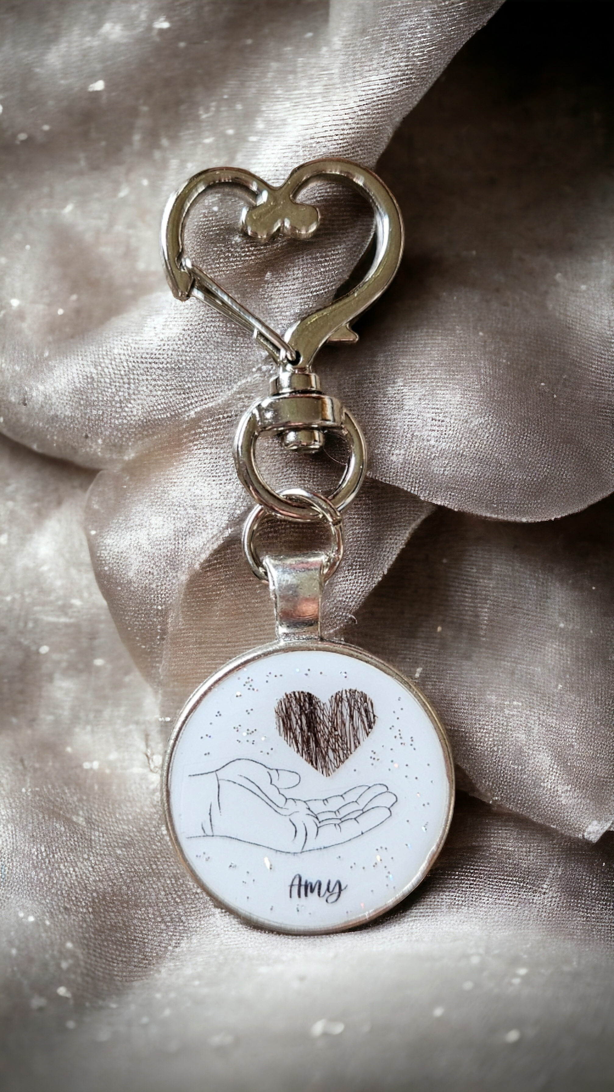 Pendant "Heart in hand", dog, cat, rabbit ...