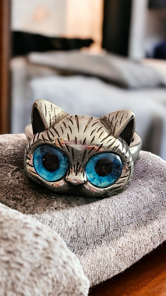 Ring for cat lovers, children, adjustable. Fashion jewelry