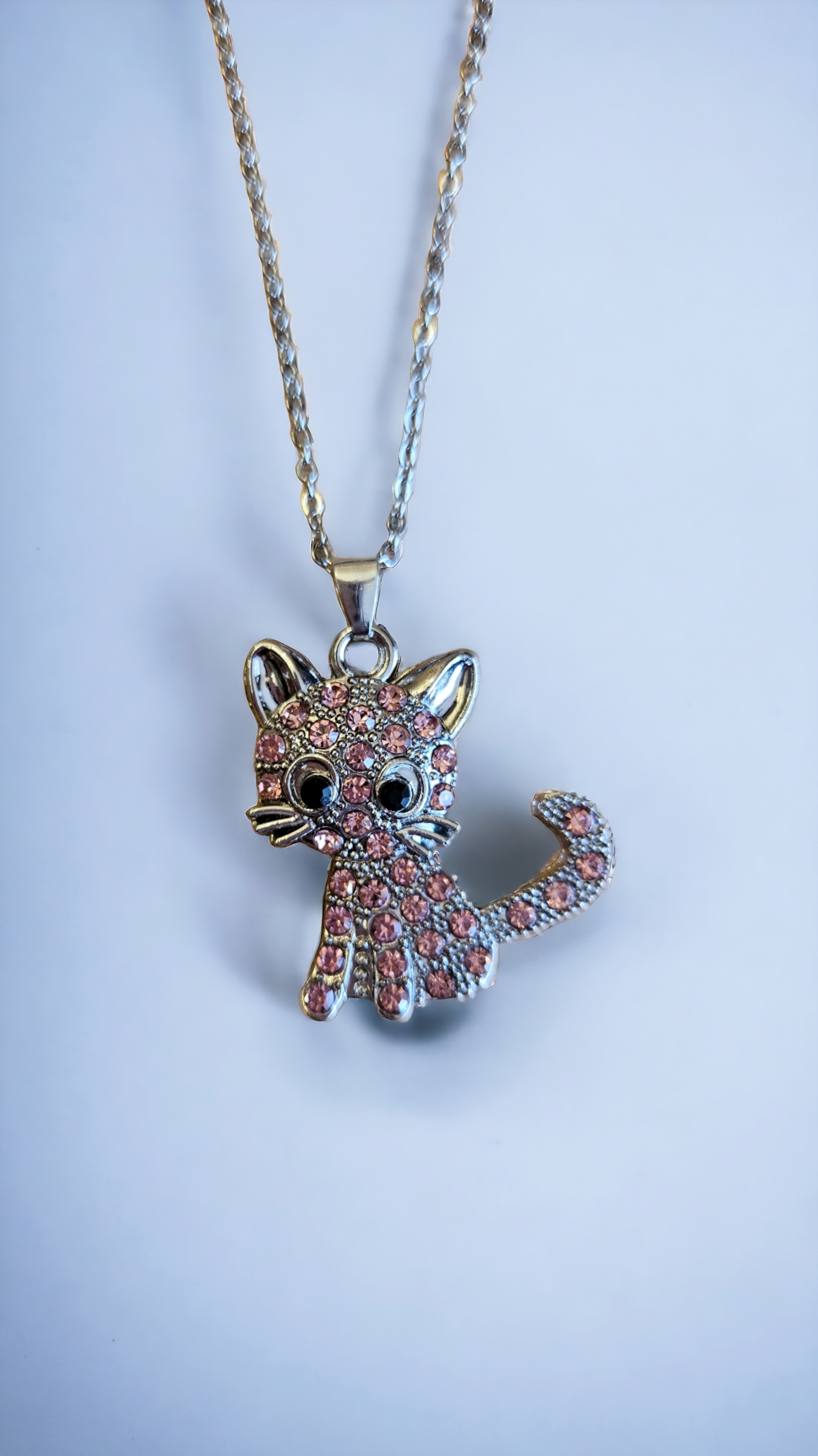 Modeschmuck Halskette "Katze" rosa