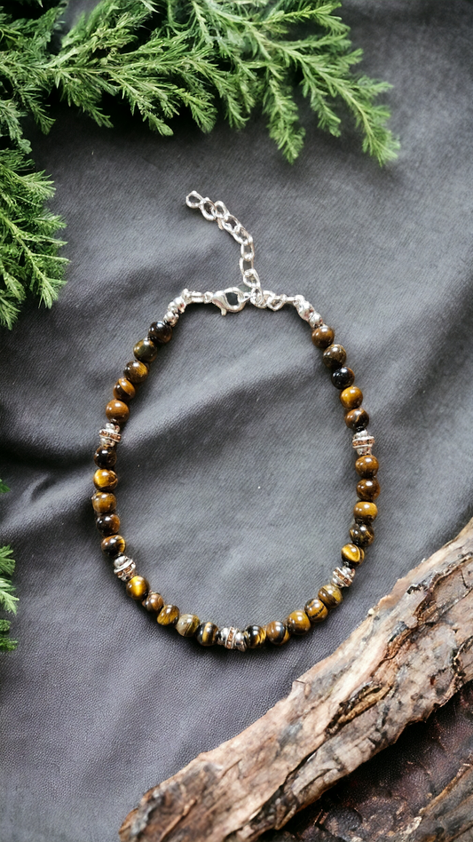 Natural stone necklace "Tiger Eye" small dogs, cats, puppies