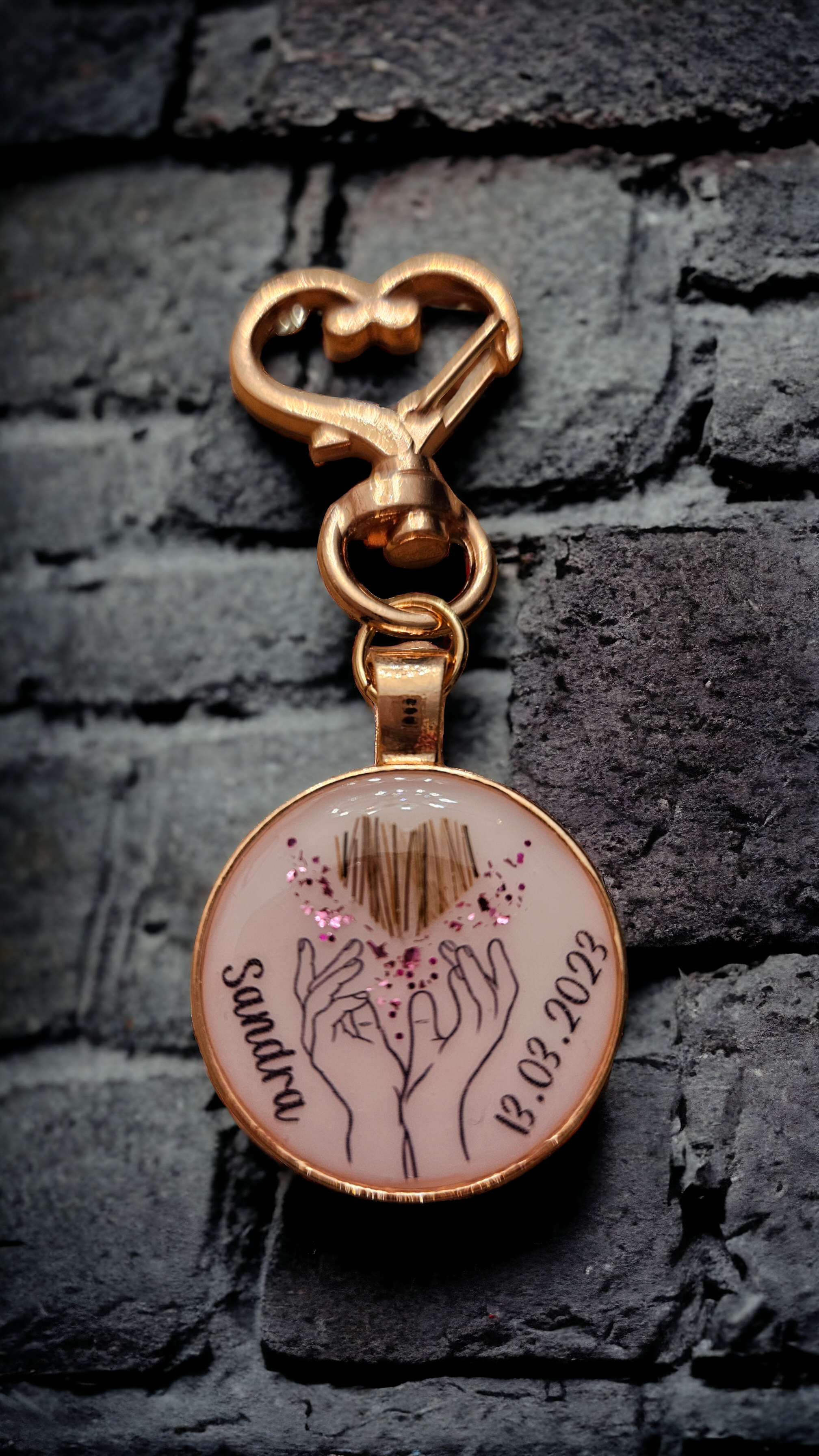 Pendant "Heart in hand", dog, cat, rabbit ...