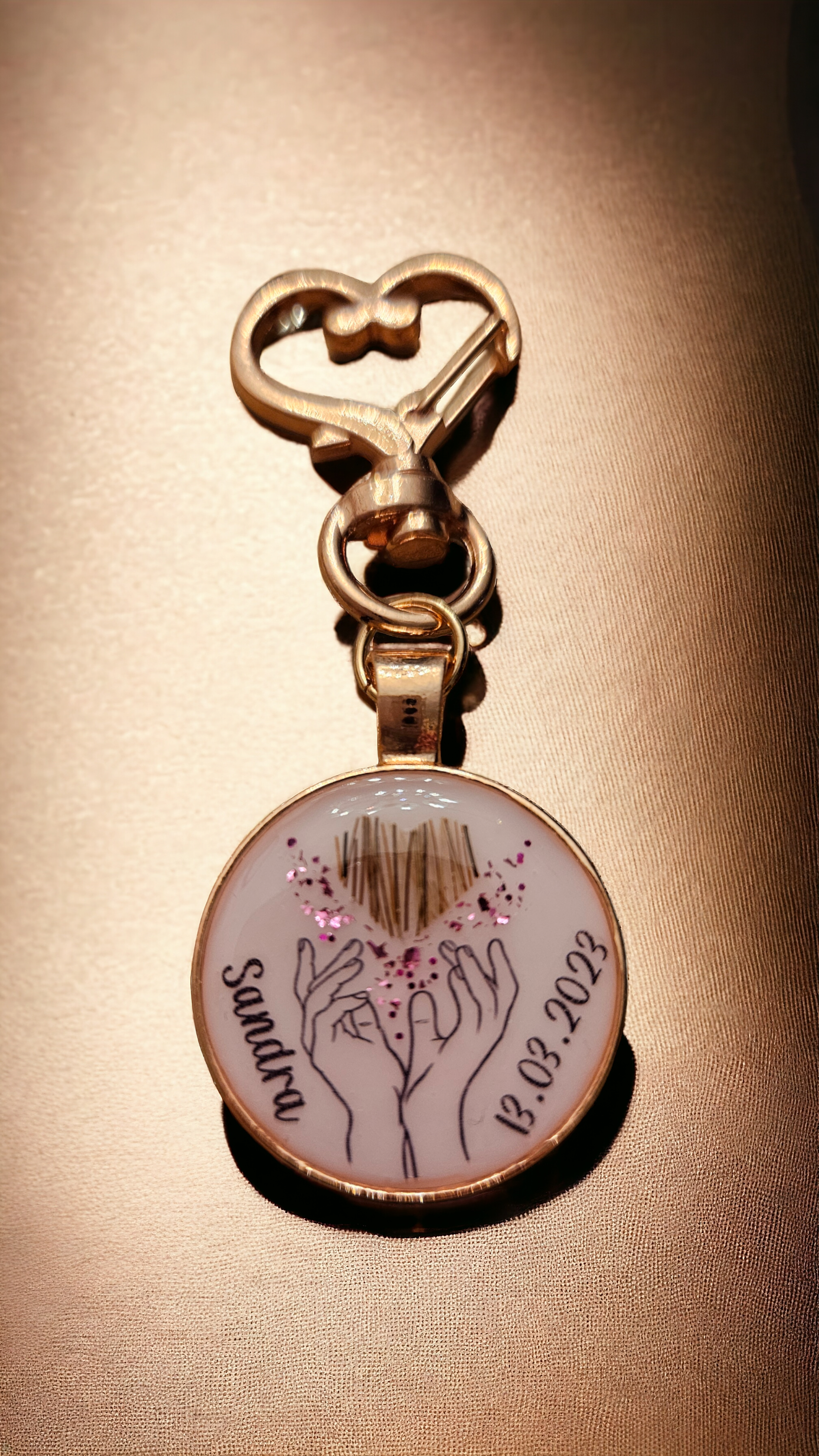 Pendant "Heart in hand", dog, cat, rabbit ...