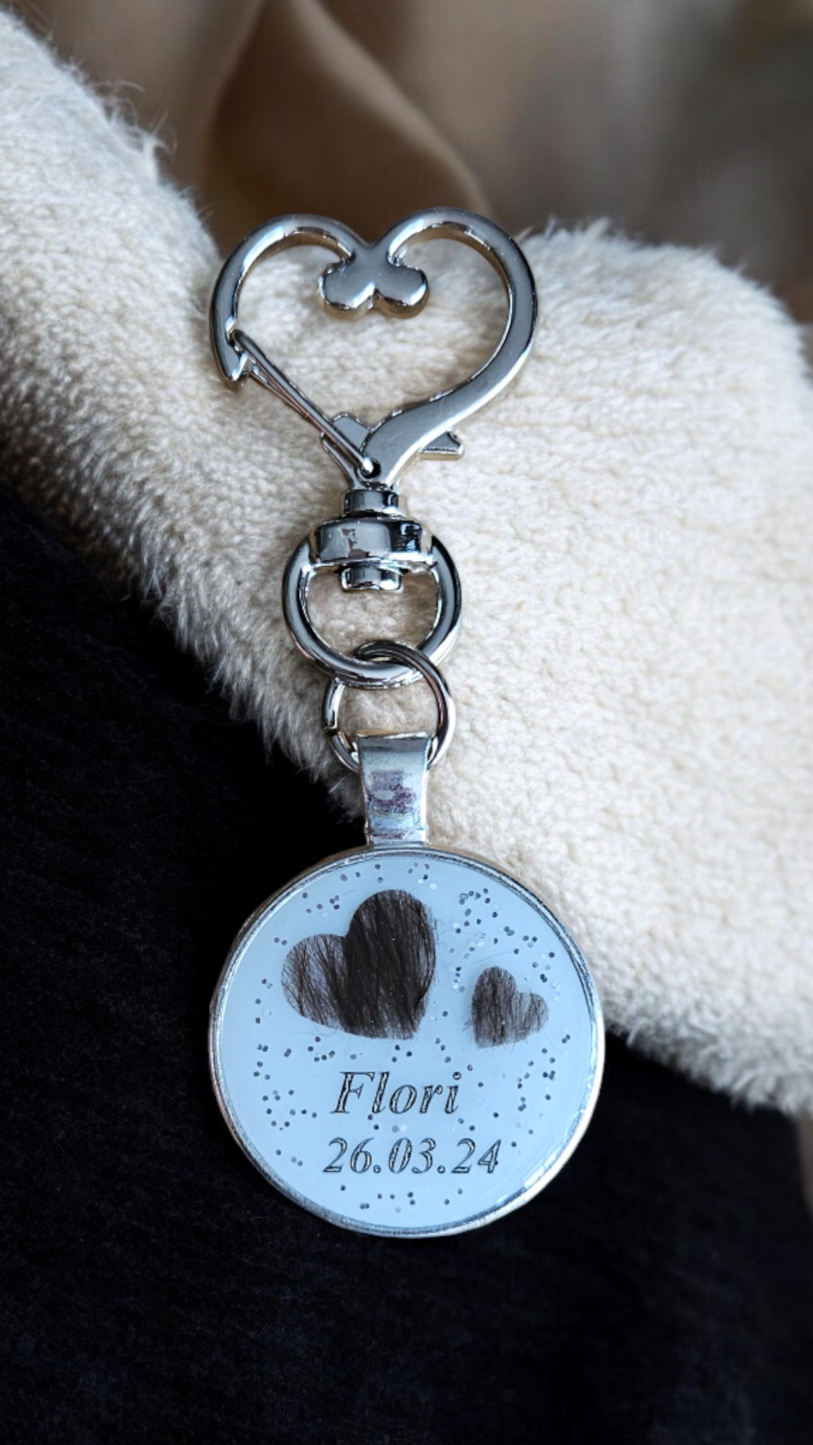 Pendant "Double Heart Happiness" dog, cat, rabbit ...