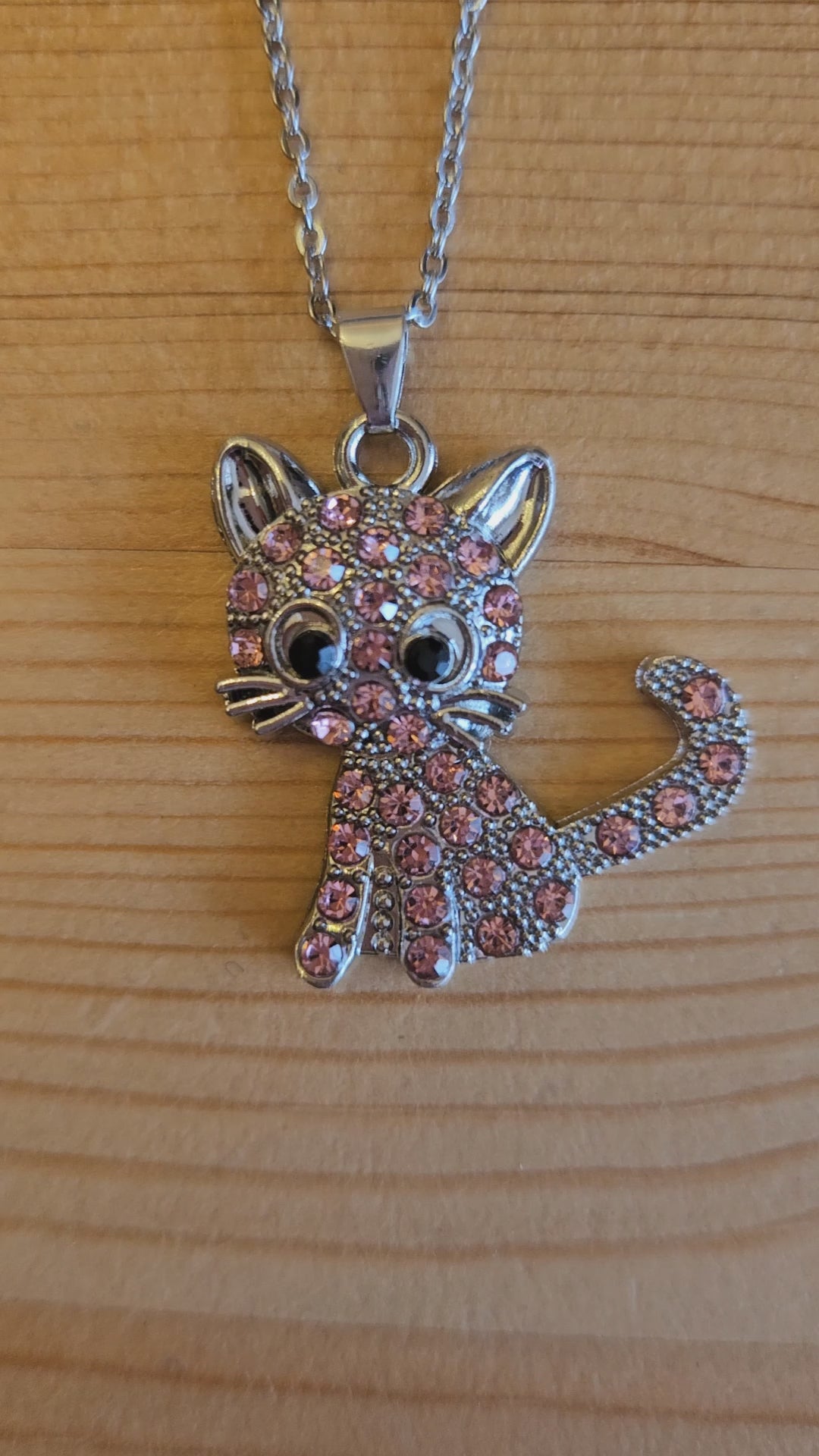 Modeschmuck Halskette "Katze" rosa