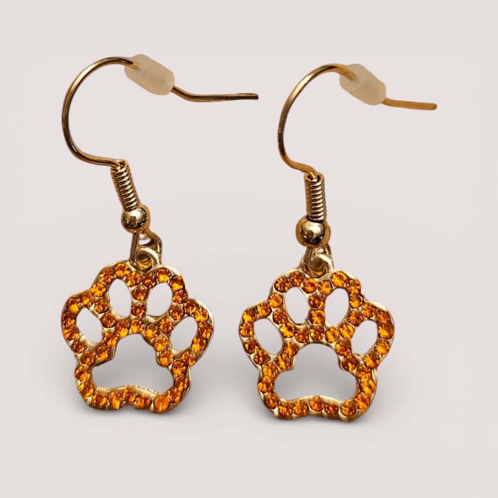 Modeschmuck Strass Ohrringe "Pfötchen" vier verschiedene Farben