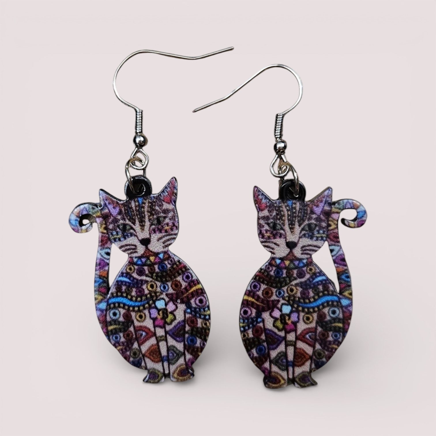 Ohrringe "Katze" Acryl, Blumen