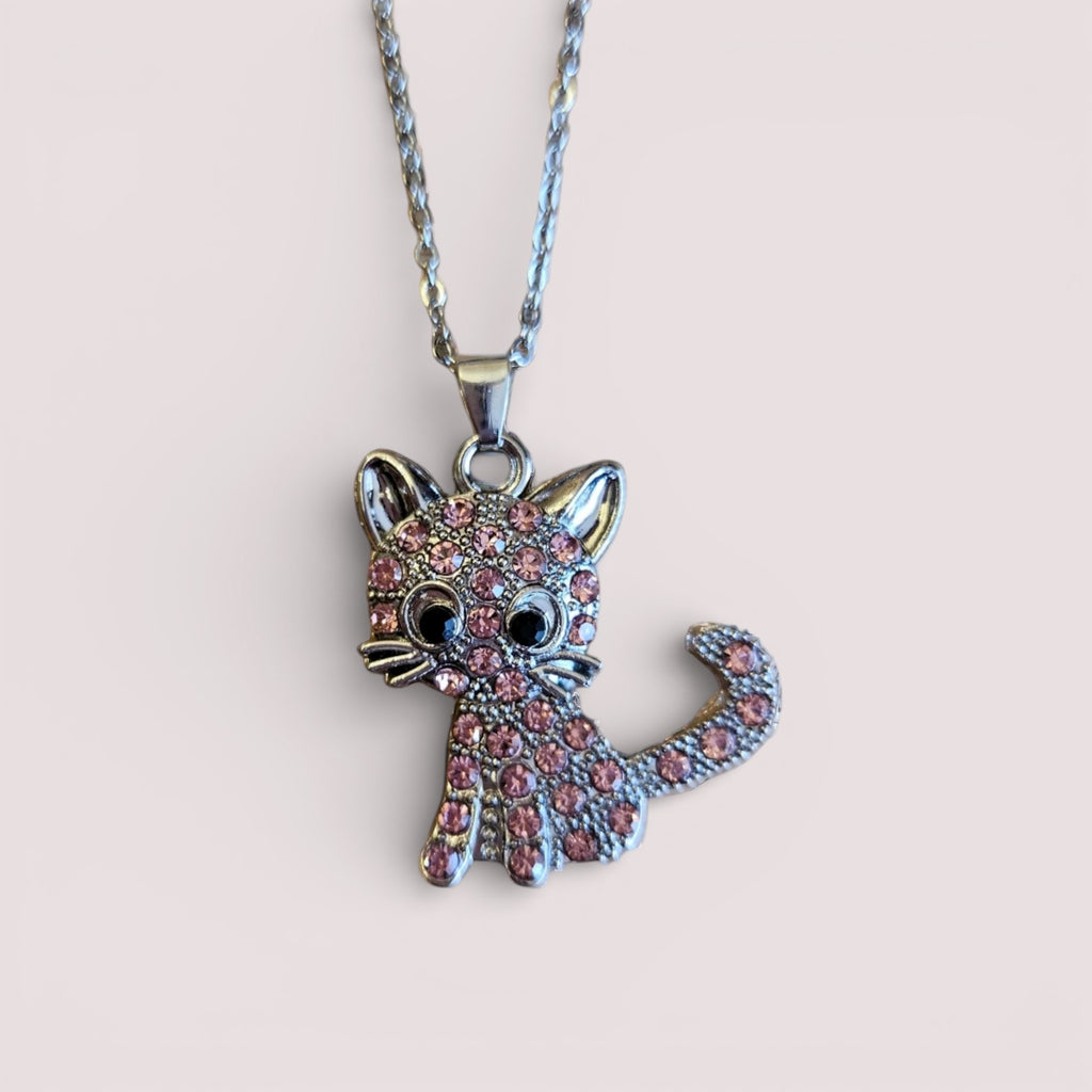 Fashion jewelry necklace "cat" for children pink