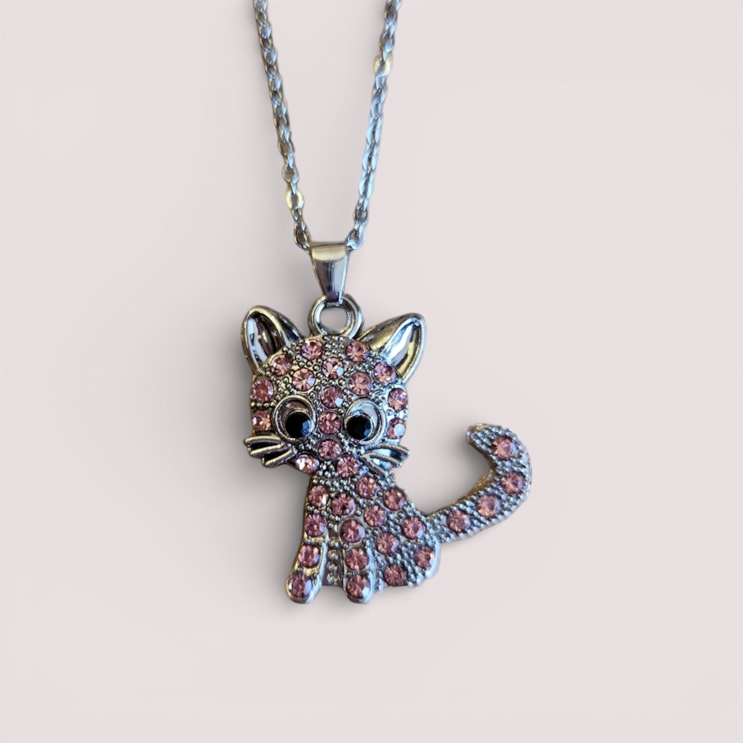 Modeschmuck Halskette "Katze" rosa