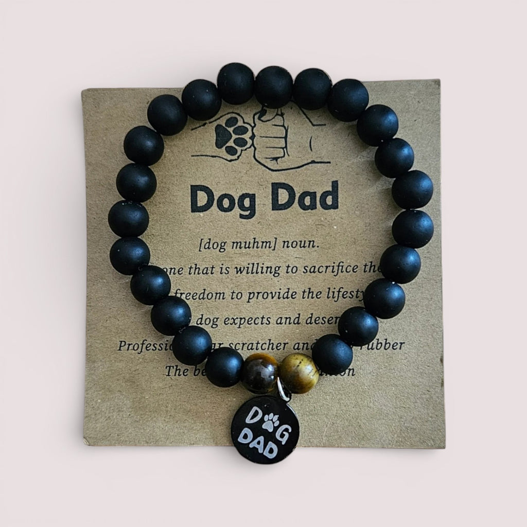Charm bracelet "Dog Dad" pearl black